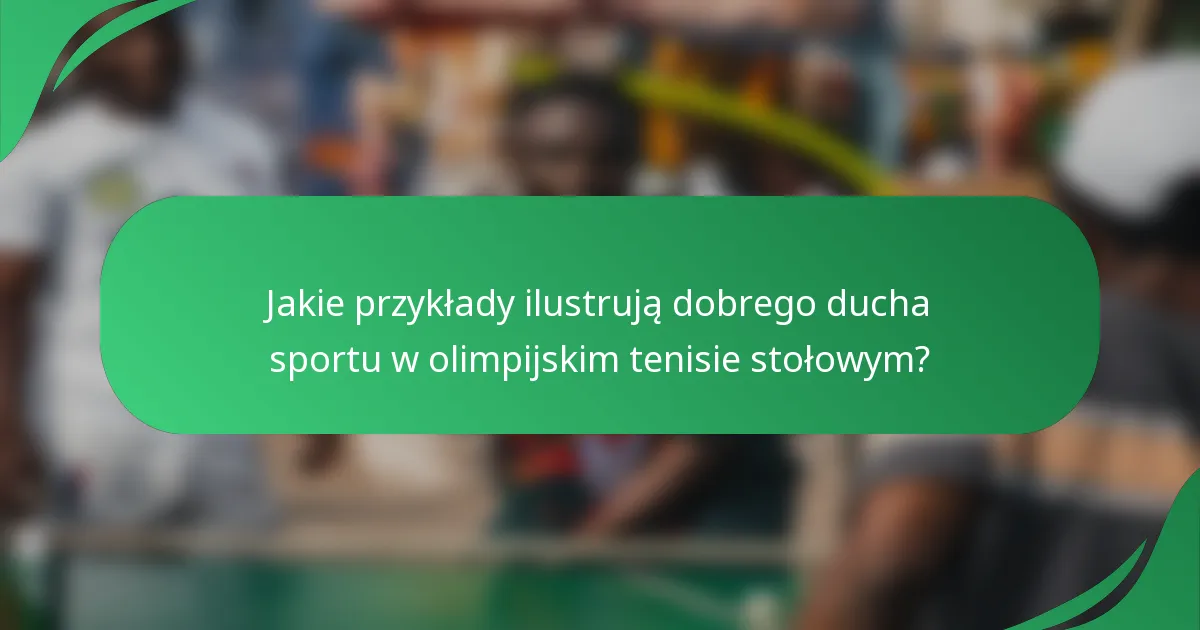 Jakie przykłady ilustrują dobrego ducha sportu w olimpijskim tenisie stołowym?
