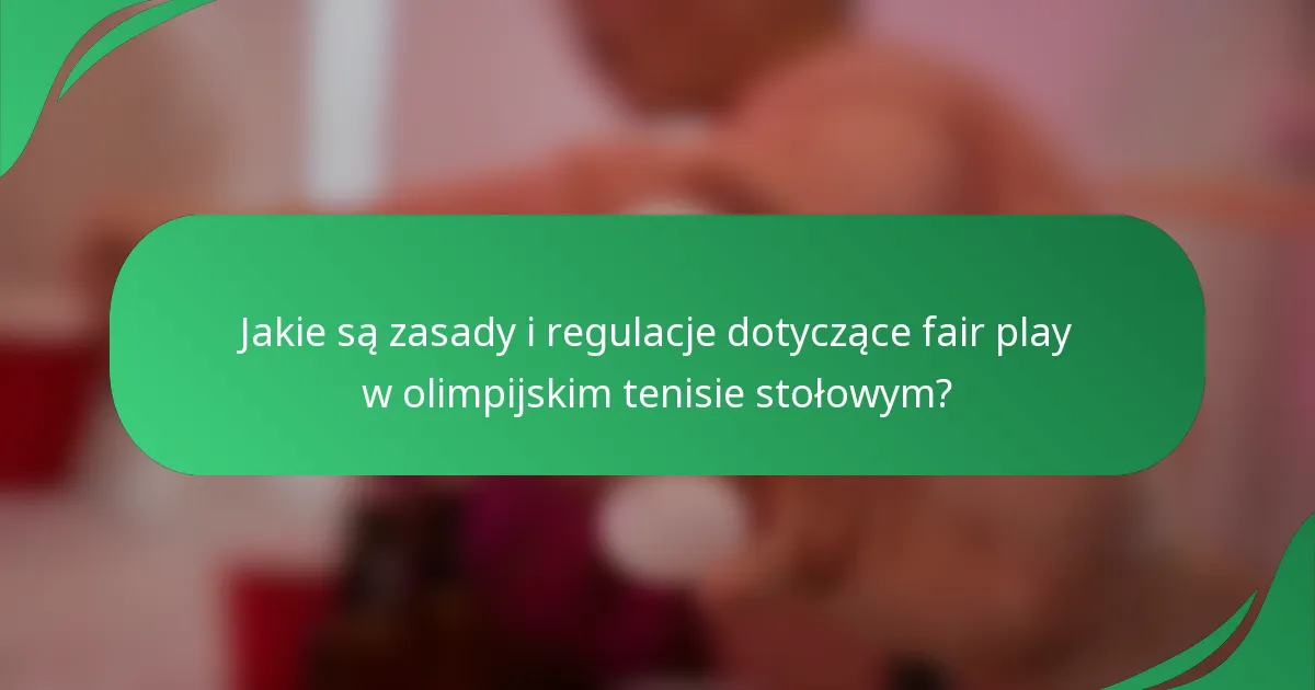 Jakie są zasady i regulacje dotyczące fair play w olimpijskim tenisie stołowym?